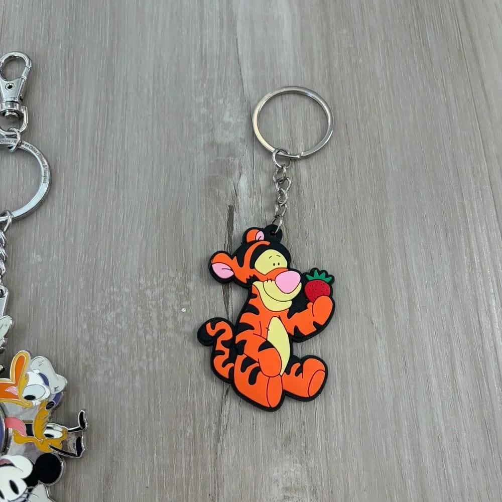 Disney Keychain Lot Of 3 Winnie The Pooh Tigger Mickey Mouse Metal Rubber